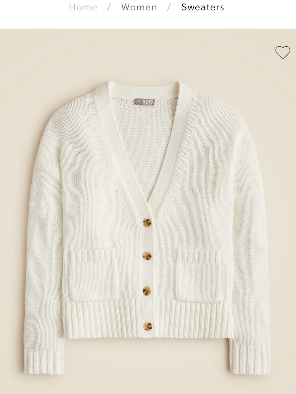 J. Crew White Cotton Button-Front Cardigan